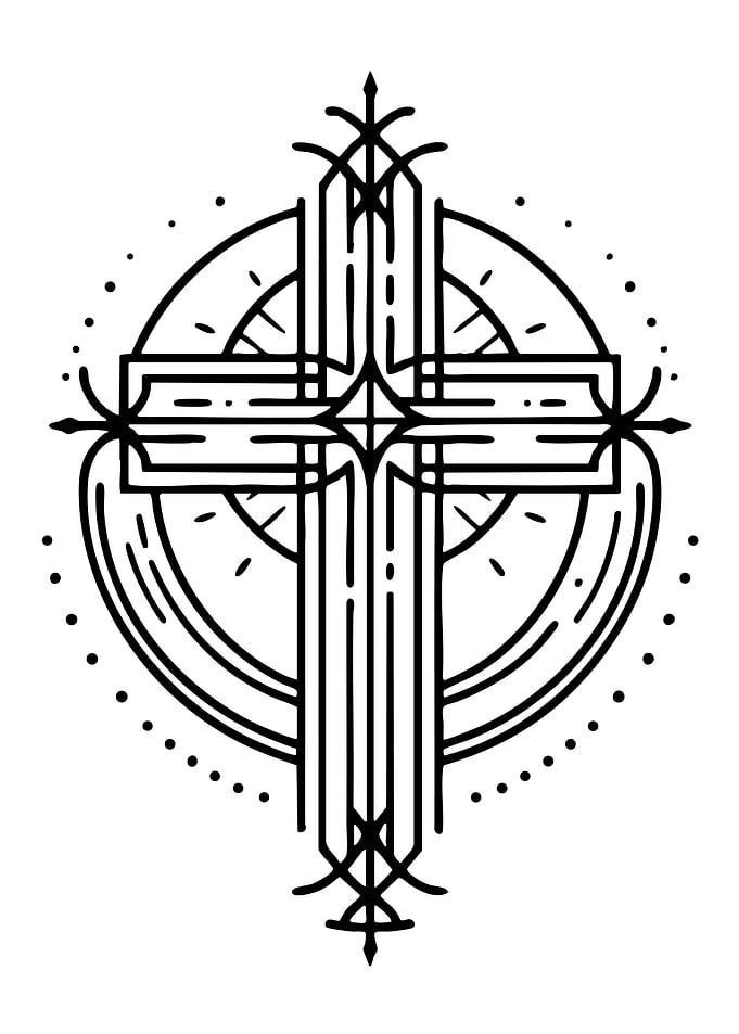 Geometric Cross with Circular Design
