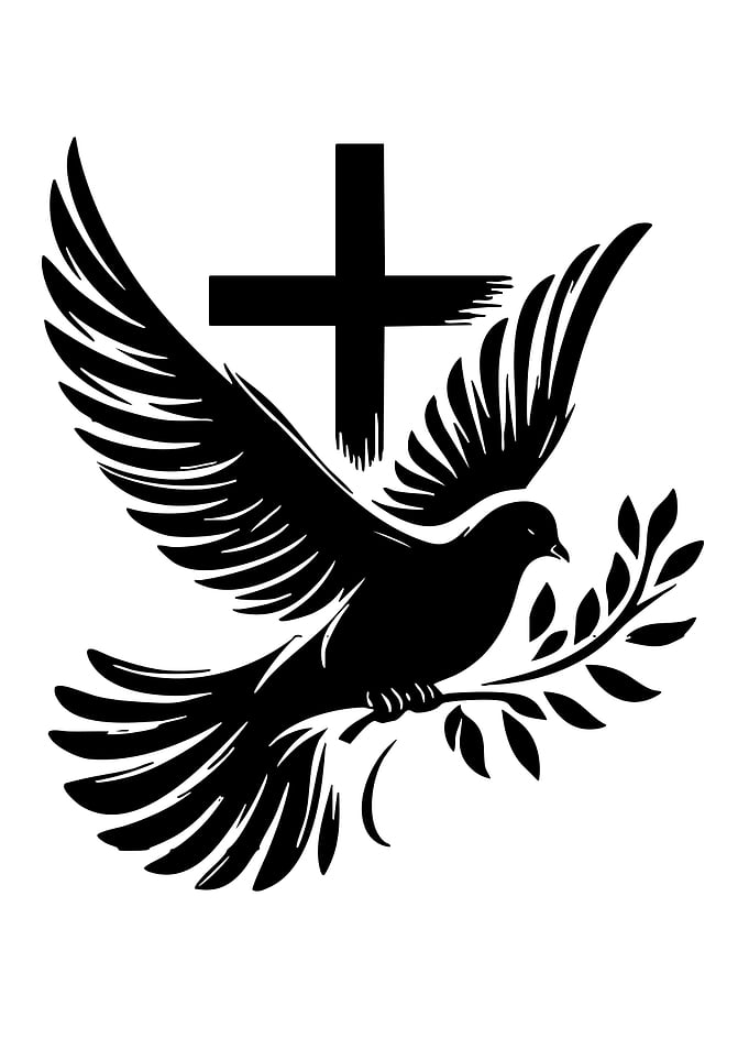 Dove with Cross and Olive Branch