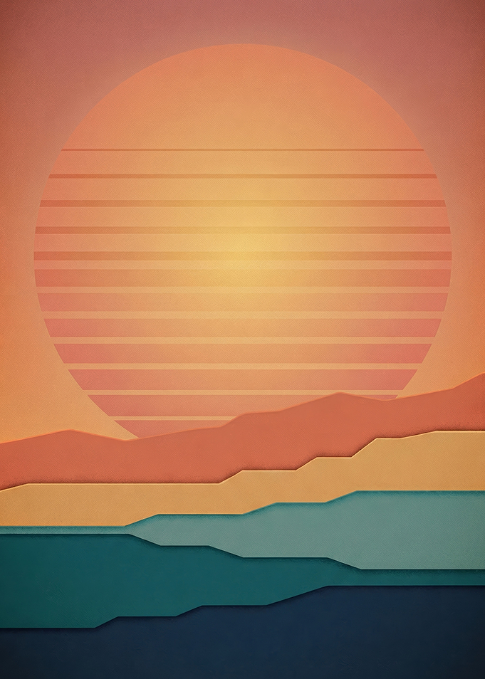 Retro Sunset Landscape