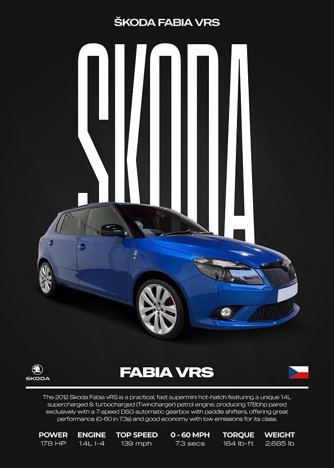 Škoda Fabia VRS Car Poster