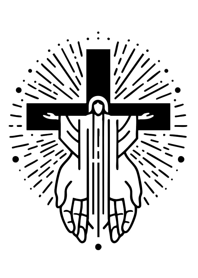 Jesus Christ on the Cross with Hands