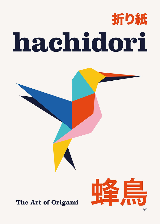 No22 Hachidori Origami Geometric Poster