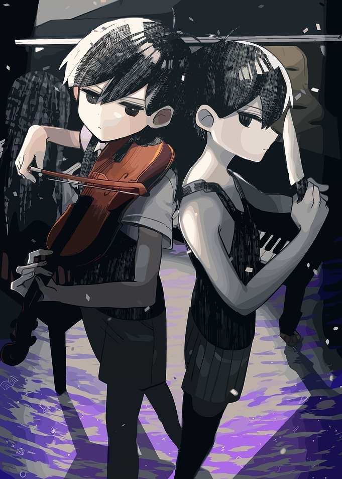Two figures playing music