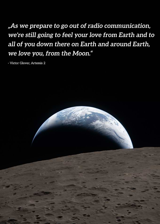 Earthset Artemis 2 'We love you from the Moon'