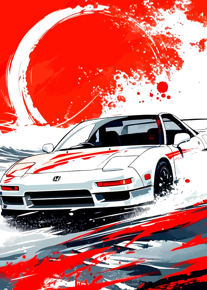 White Honda NSX with Red Accents