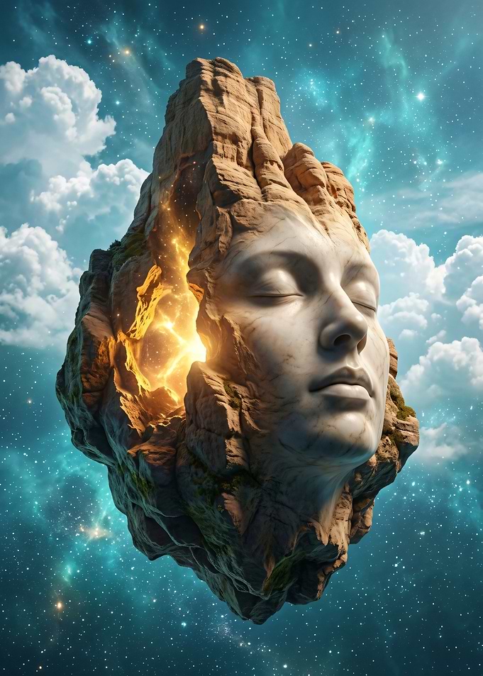 Cosmic Head Sculpture