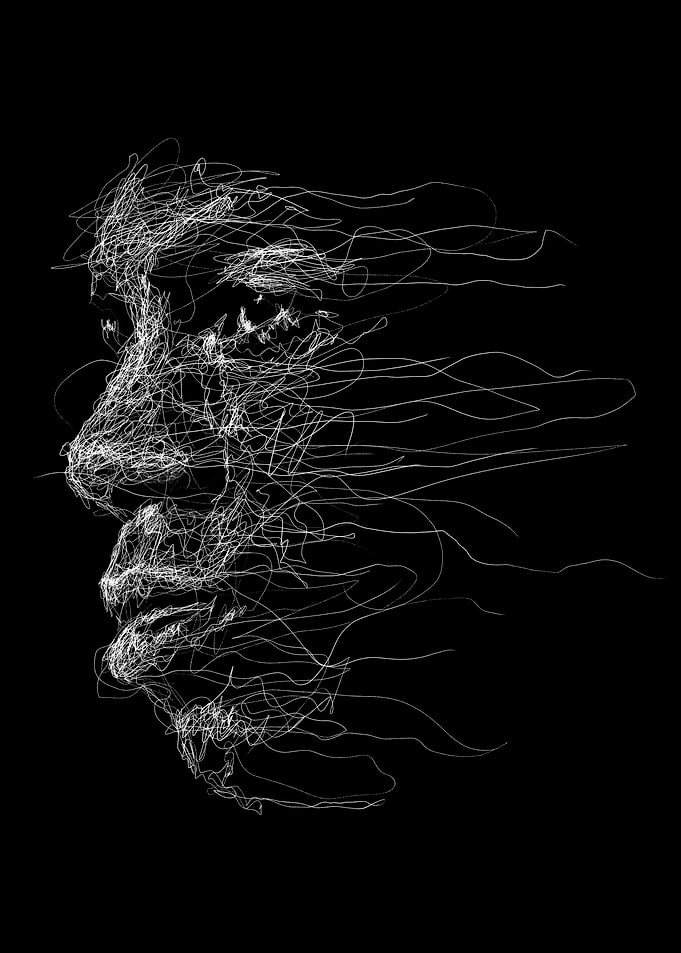 Abstract Face Line Art