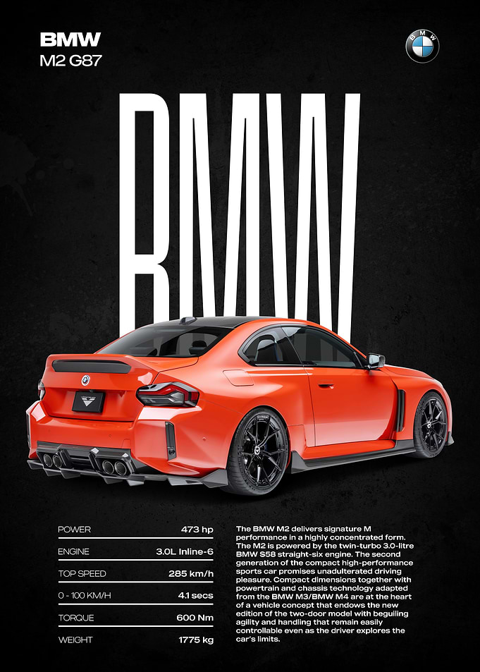 BMW M2 G87 Orange Sports Car