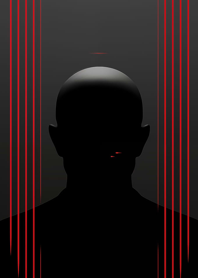 Silhouette of a bald man