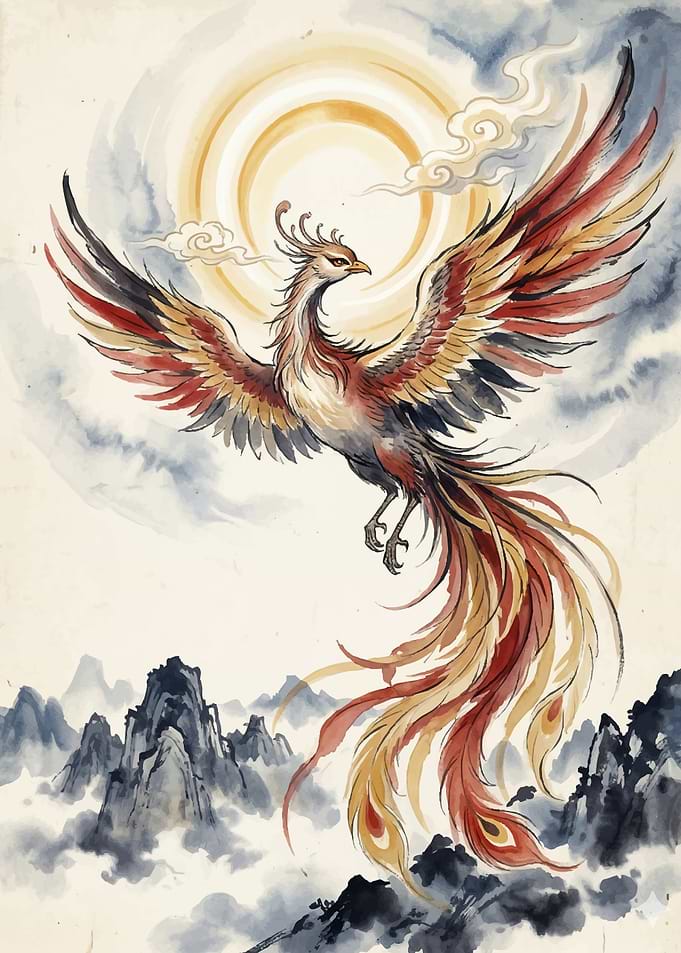 Phoenix Ascending Over Mountains