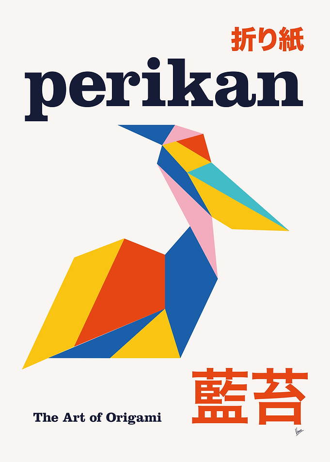 No25 Perikan Origami Geometric Poster