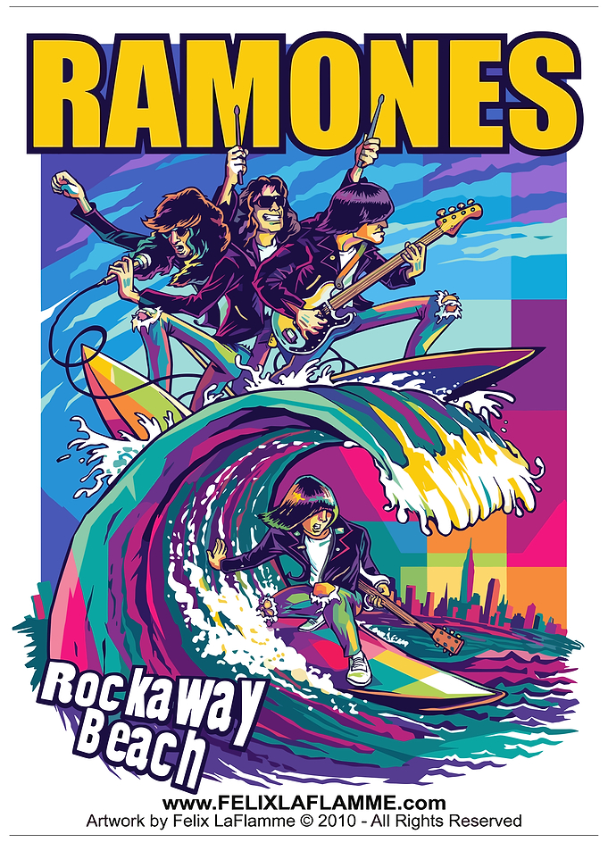 Ramones Rockaway Beach Surf Art