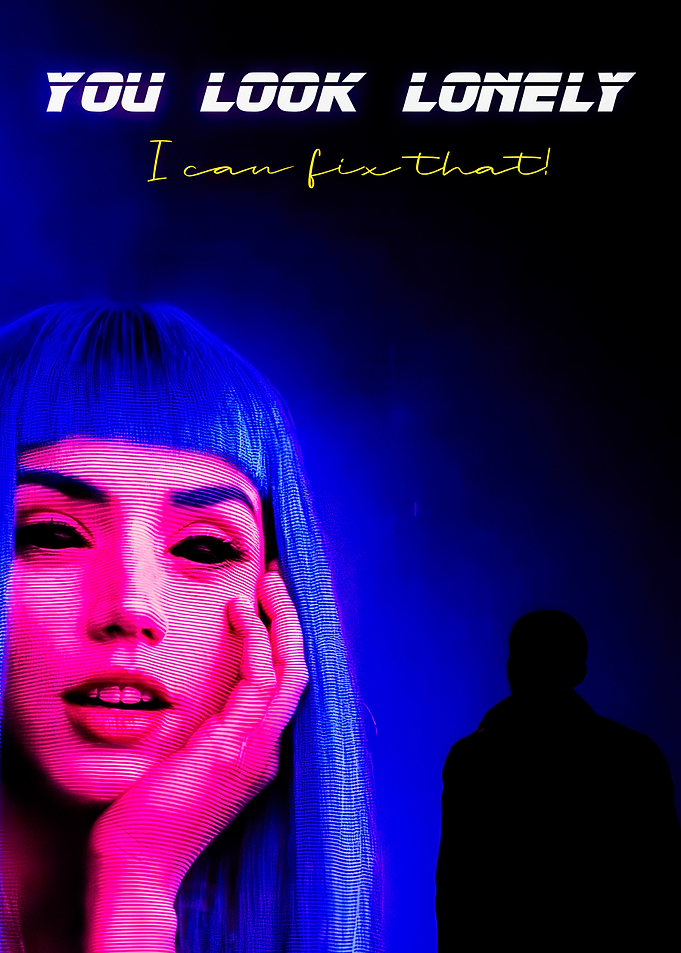 Cyberpunk Woman and Silhouette