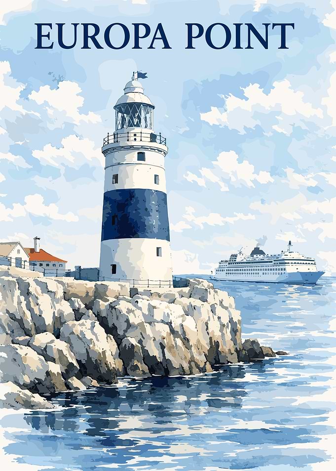 Europa Point Lighthouse and Cruise Ship