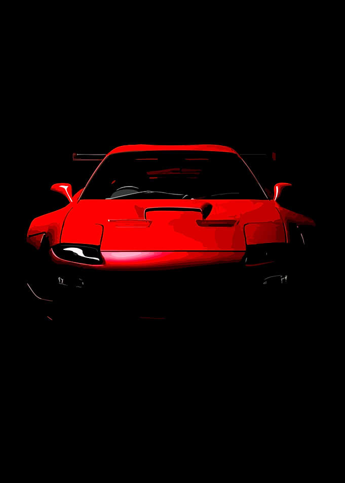 Red Sports Car on Black Background