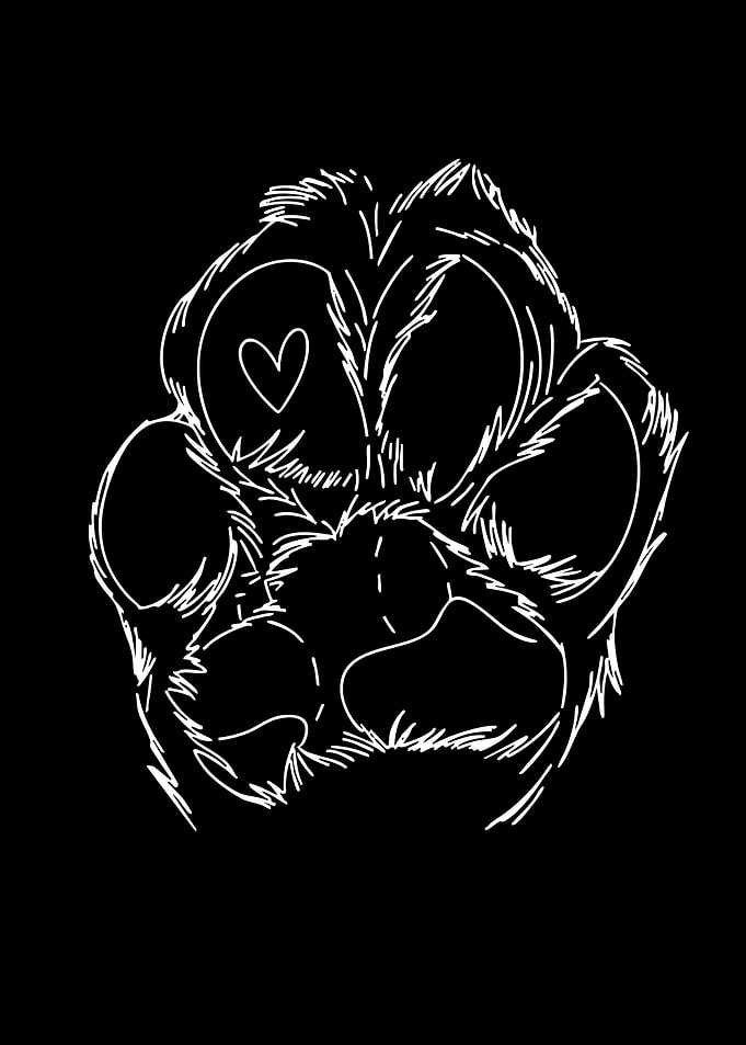 White Paw Print with Heart