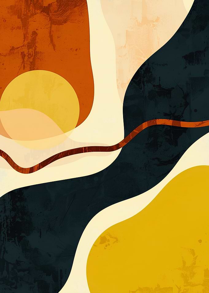 Abstract Dordogne river Mid-Century Modern Landscape