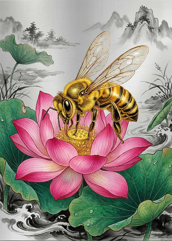 Bee on a Lotus Flower