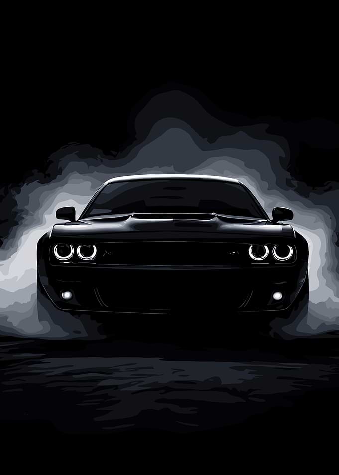 Black Dodge Challenger Drifting