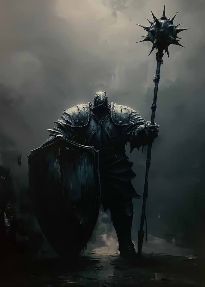 Dark Knight with Mace and Shield
