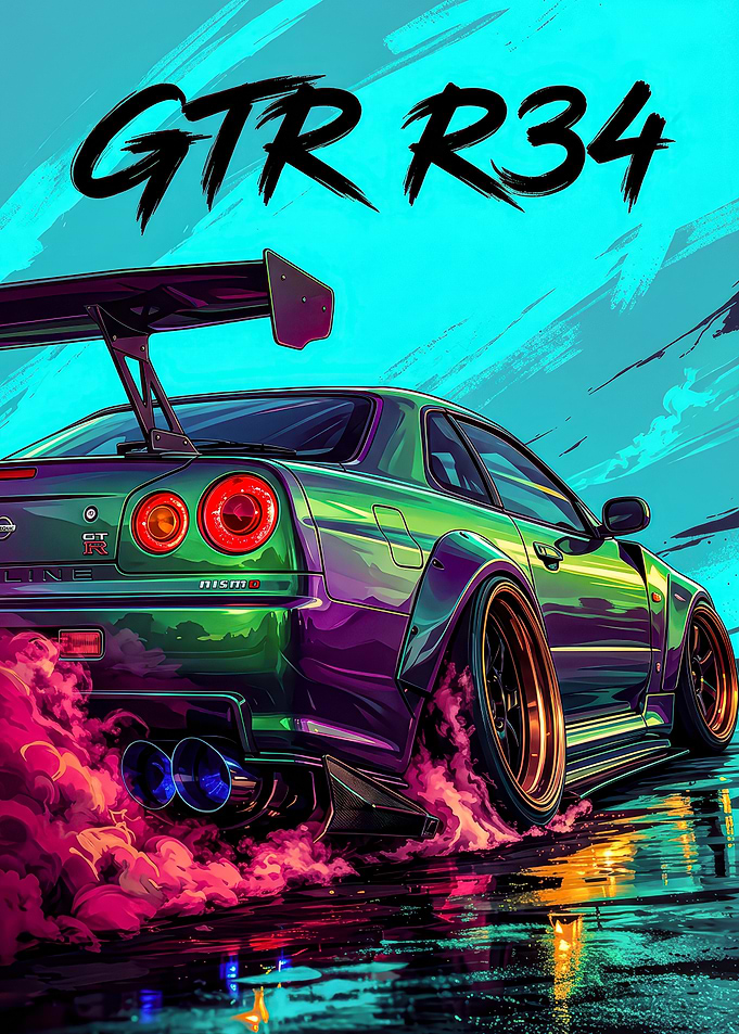 GTR R34 Drifting with Smoke
