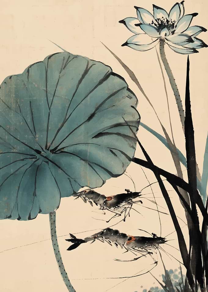 Lotus Flower and Shrimp Painting