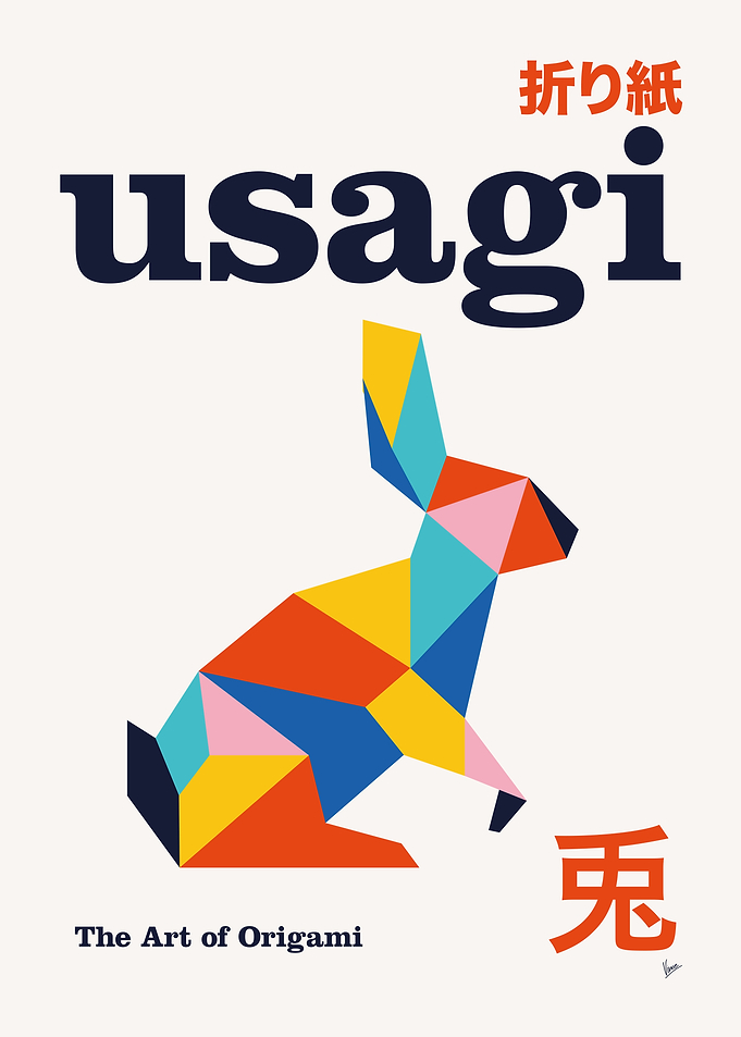 No19 Usagi Origami Geometric Poster