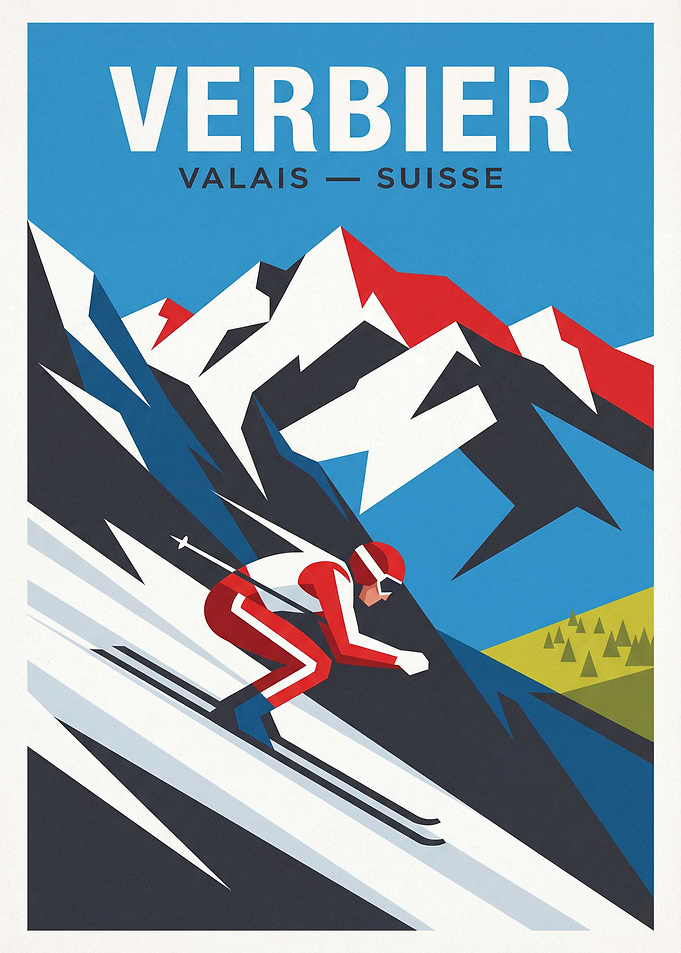 Verbier Ski Poster