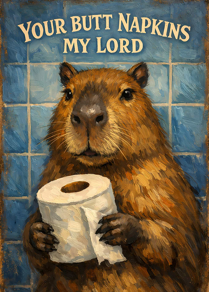 Capybara Holding Toilet Paper