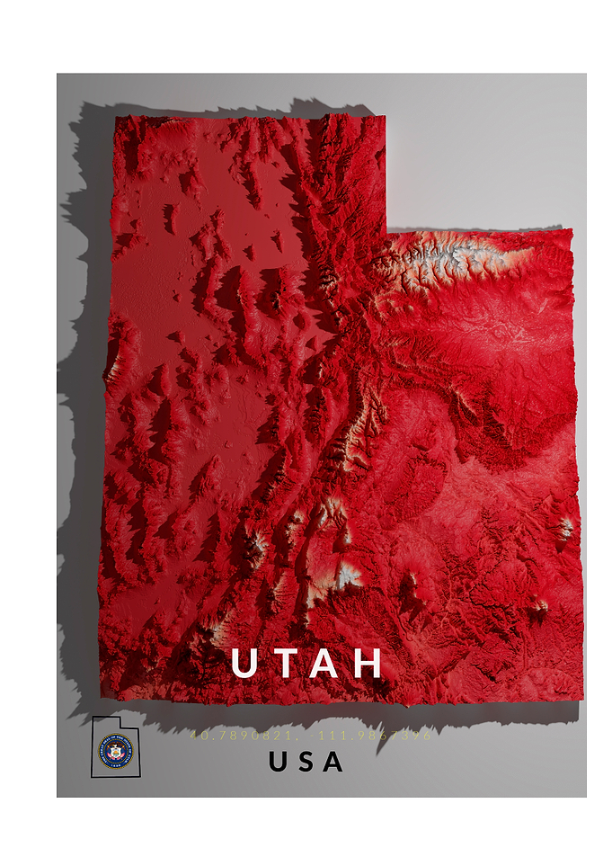 3D Topographic Map of Utah