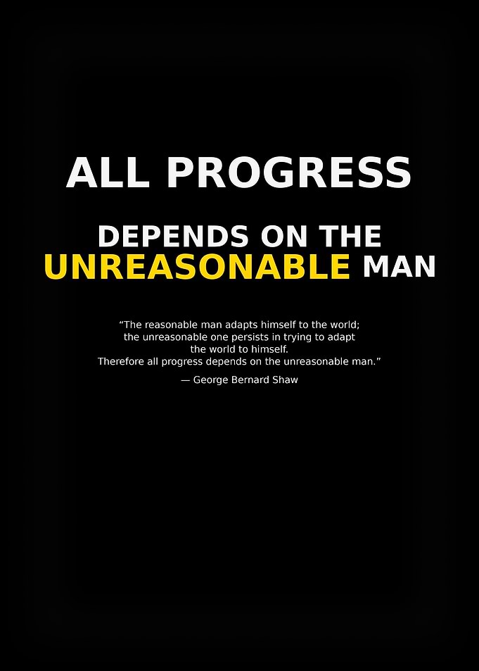 George Bernard Shaw Quote Poster – All Progress Depends on the Unreasonable Man Wall Art