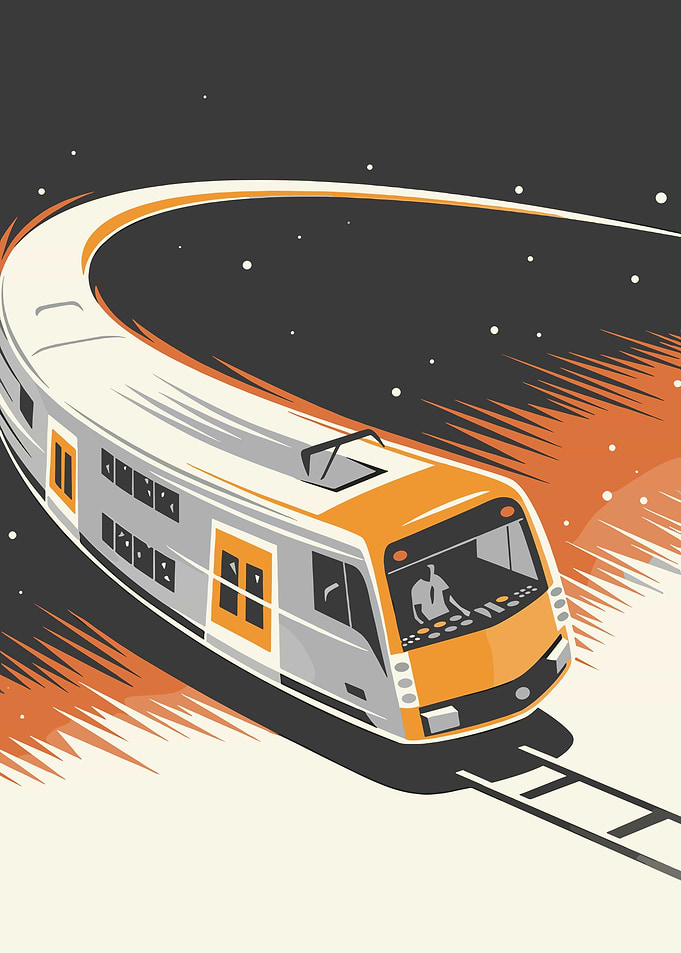 Futuristic Train in Motion