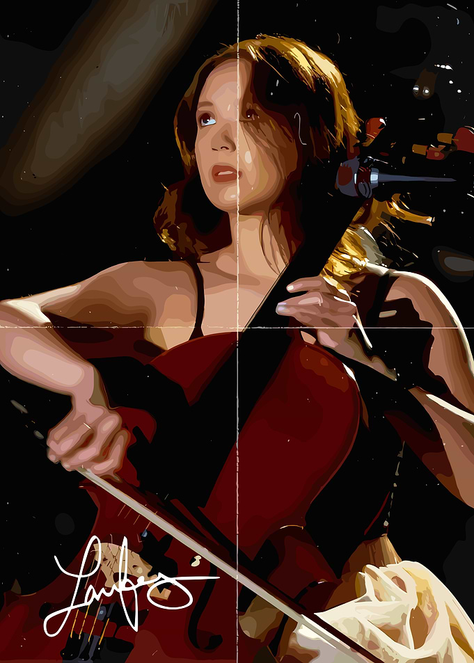 laufey playing cello with signature