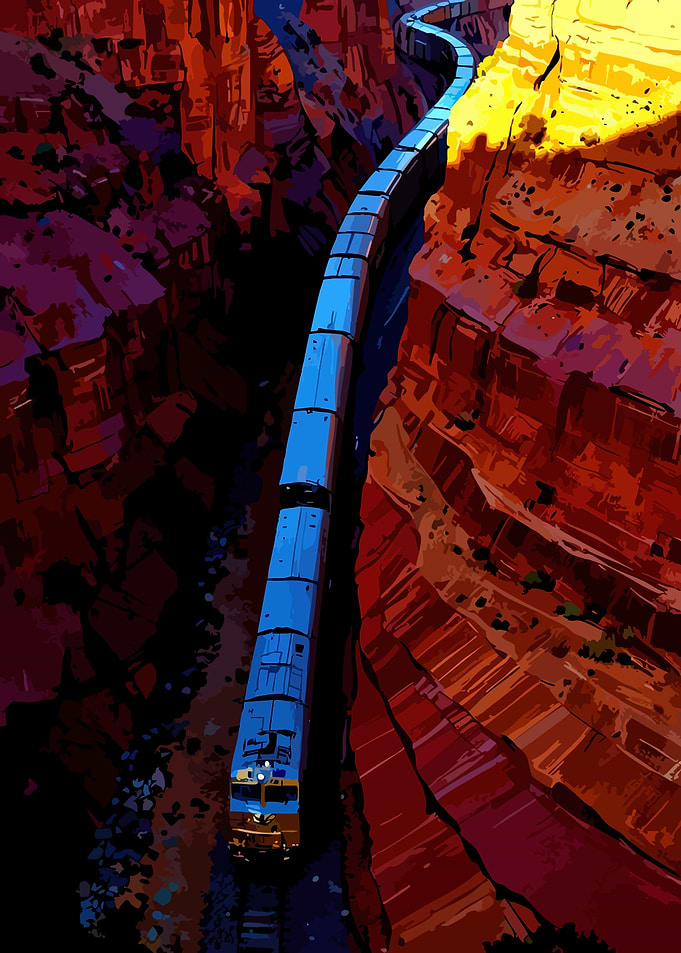 Train in a Grand Canyon