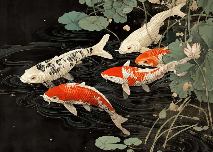 Koi Fish Swimming in Water