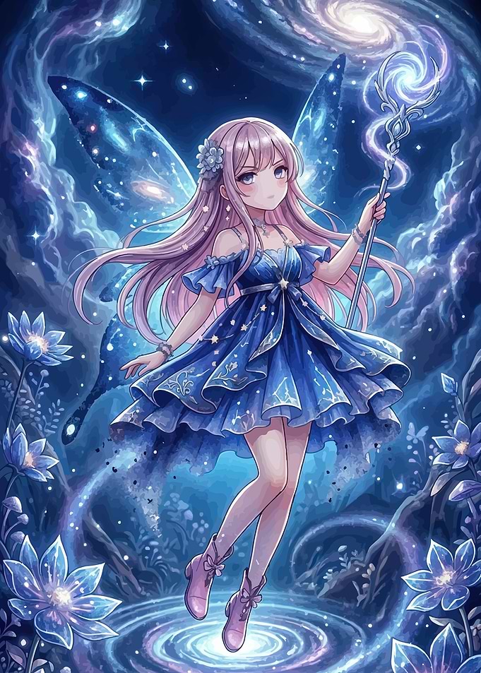 Cosmic Fairy with Magic Staff