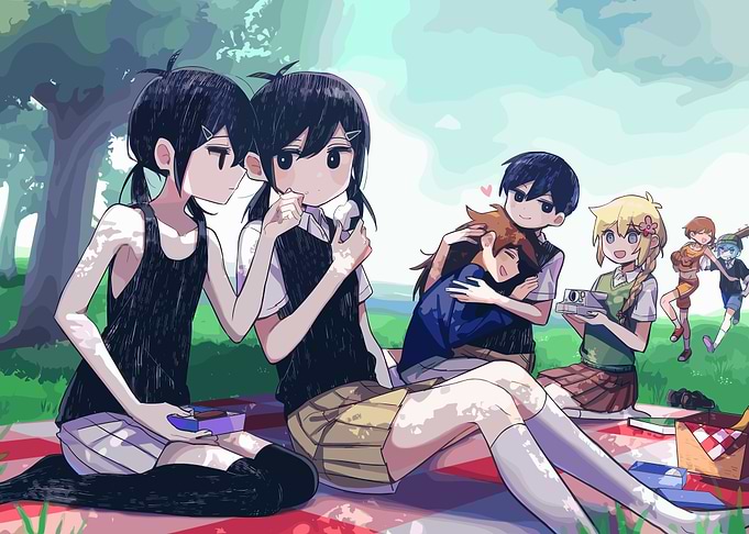 OMORI characters having a picnic