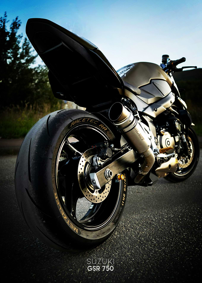 Suzuki GSR 750 Motorcycle Rear View Poster