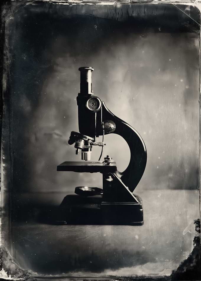 Antique Microscope on a Table