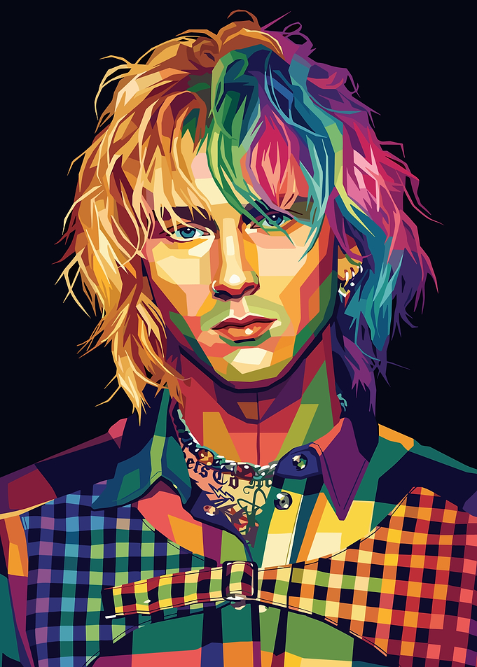 Colorful Pop Art Portrait of Machine Gun Kelly