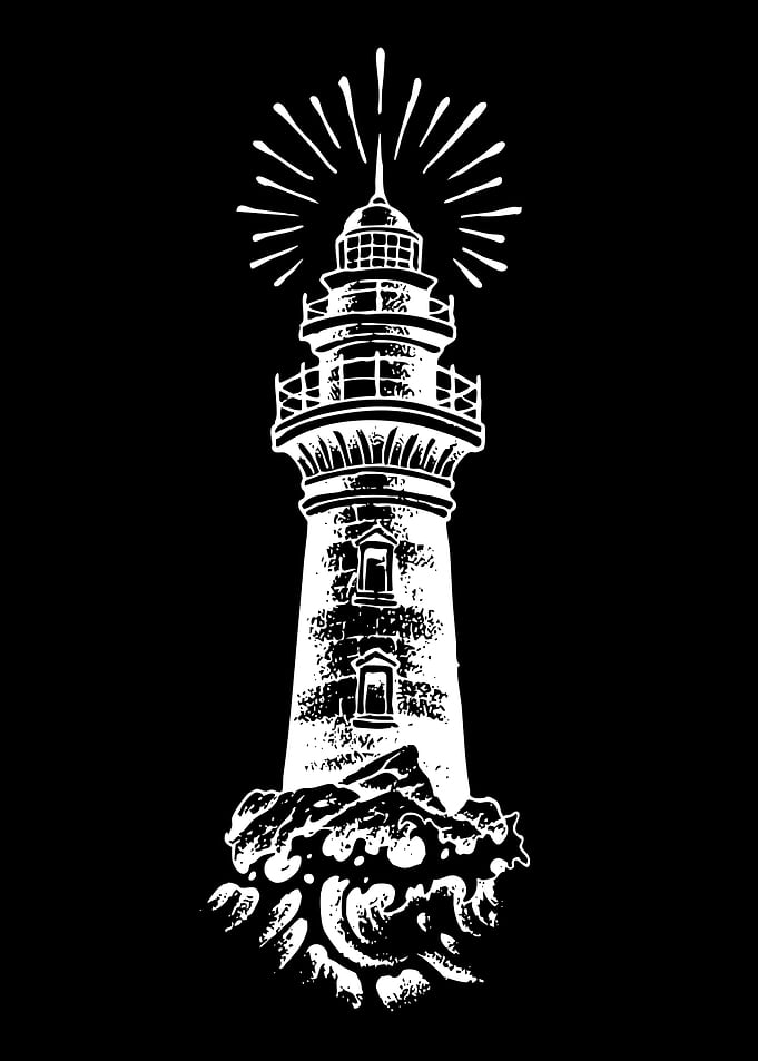 Lighthouse on Rocky Shore
