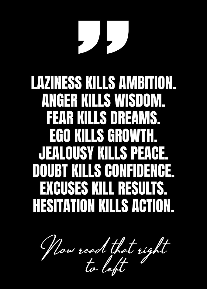 Inspirational quote about killing negative traits