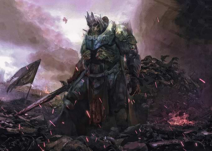 Undead King in Ruined Battlefield