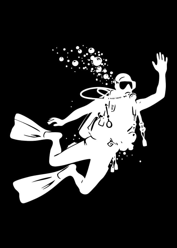 Scuba Diver Waving with Bubbles
