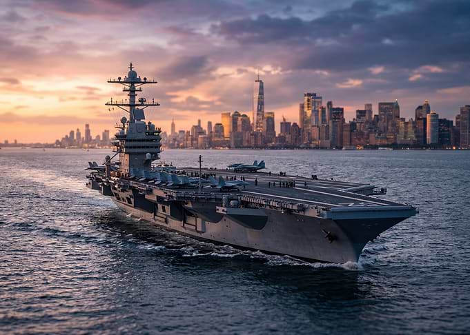 Aircraft Carrier in New York Harbor