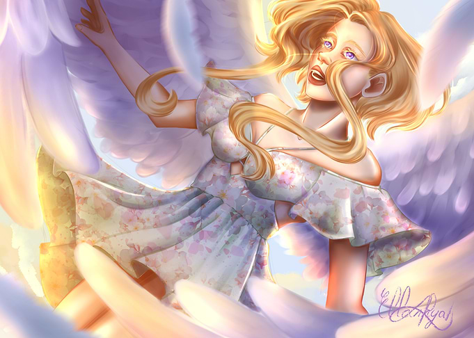 Angel in a Floral Dress
