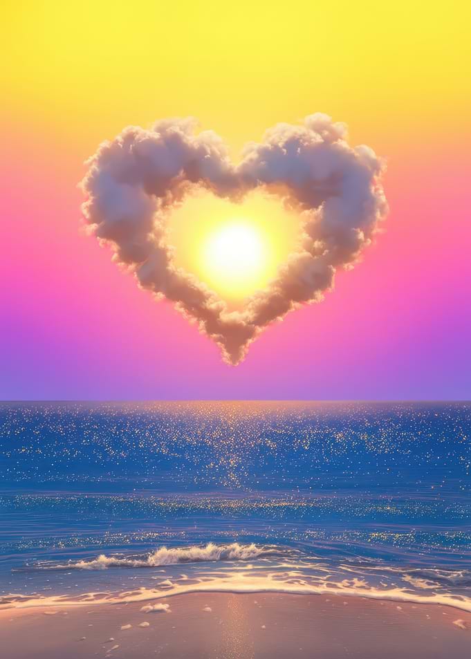 Heart-shaped Cloud Over The Ocean