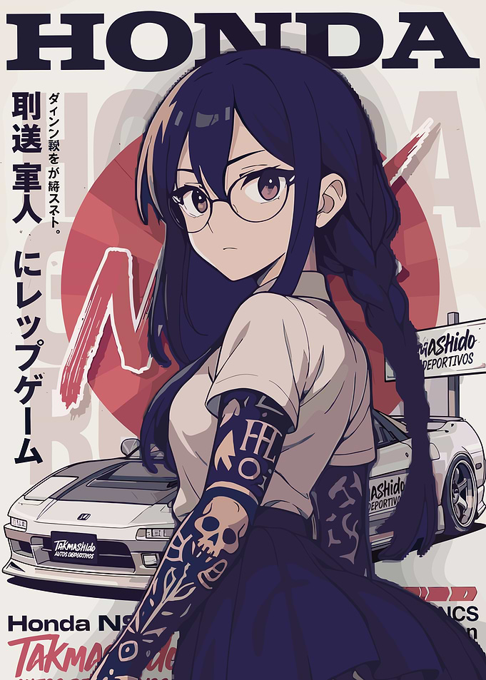 Anime Girl with Honda NSX