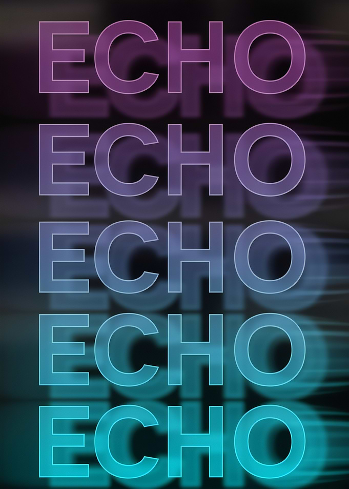 Vaporwave Echo Text Art - Minimalist Gradient Typography Poster