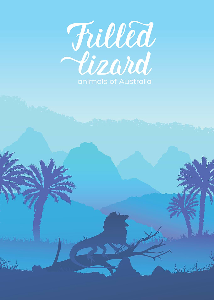 Frilled Lizard in Australian Landscape